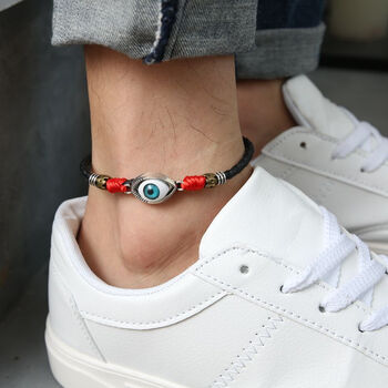 本命年脚链男 韩版个性红绳男款时尚男生简约日韩脚绳 个性眼睛红