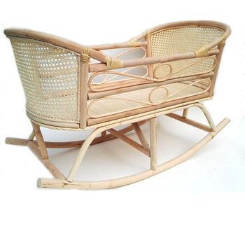 天然老式竹藤编婴儿摇篮摇床摇篮床婴儿摇窝实木儿童床宝宝床 原色无