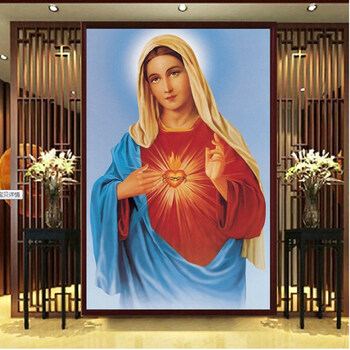 钻石画耶稣圣心像圣母天主教圣物天主教点钻十字绣客厅满钻魔方钻 100