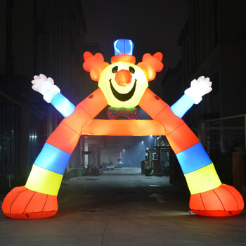 10米夜光发光充气拱门婚庆开业气模灯光彩虹门气拱门 6米大脚小丑拱门