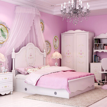 床公主床儿童家具儿童套房儿童卧室床欧式床简欧女孩单人床 梦中城堡