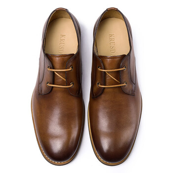 minyan男鞋 夏季新品英伦风男鞋复古擦色皮鞋时尚潮鞋男休闲皮鞋 棕色