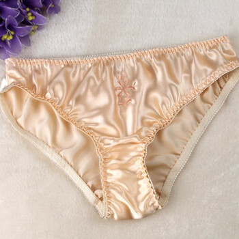丝丝内裤大码女绣花三角内裤内档双层丝xxxl 浅橘黄 l