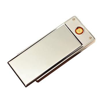 太阳能充电打火机创意新能源usb点烟器可换钨丝超薄金属男士礼品 白冰