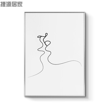 北欧客厅装饰画现代简约餐厅挂画设计师创意卧室壁画墙画你的轮廓 hq
