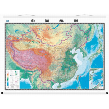 2019中国地形图挂图中国地图挂图卷轴精品2米x15米等高线大地图