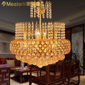 蒙特丽 金黄色水晶吊灯94036-500 豪华餐厅灯客厅灯卧室灯具(B) 大号 500*500mm