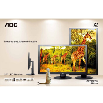 
                                        AOC Q2770PQU 27英寸QHD2K高分辨率PLS广视角爱眼不闪屏显示器                