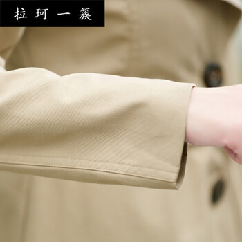 拉珂一簇      2016女装修身显瘦短款单排扣外套风衣女式大衣潮 枣红色 M
