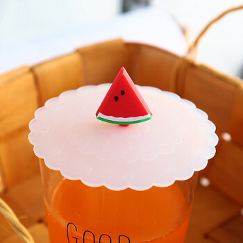 耐高温食品级硅胶杯盖陶瓷玻璃杯杯盖通用杯盖子防尘盖10厘米 西瓜