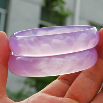 法卡曼(facaman)冰花芙蓉玉手镯粉紫冰种玉髓手镯水晶手镯女饰品玛瑙