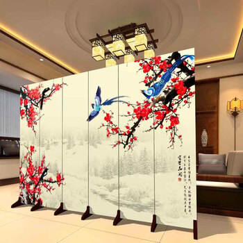 
                                        林小猪 时尚客厅屏风隔断 双面布艺屏风 酒店会所办公餐厅隔断 移动折叠 尺寸定制 DW382 一扇40*200 防水                