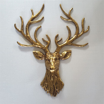 欧式家居客厅效果沙发电视背墙面装饰复古平面浮雕鹿头壁挂壁饰品