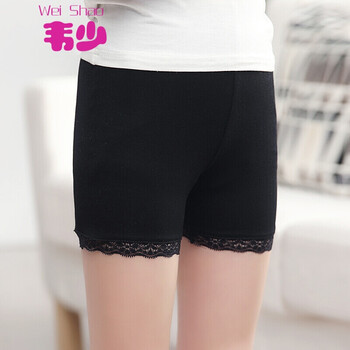 安全裤小女孩女童内裤头儿童打底宝宝蕾丝短裤衩夏平角内裤 a001黑色