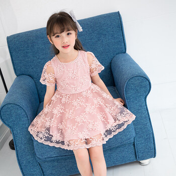 女童连衣裙夏装2018新款儿童蕾丝裙纱裙夏季小女孩公主裙洋气裙子 皮