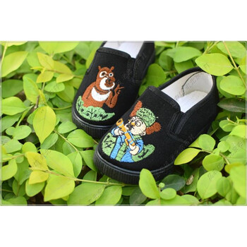 小猪佩琪儿童布鞋子男童休闲鞋剧脸谱绣花布鞋舒适透气单鞋 光头强