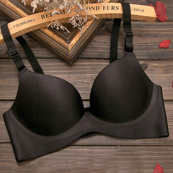 无痕小胸无钢圈内衣少女舒适透气胸罩调整型收副乳文胸 黑色单件 75c