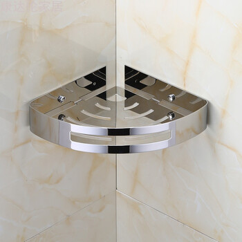 浴室角架304不锈钢置物架厕所卫浴用品收纳墙上壁挂卫生间转角架 单层