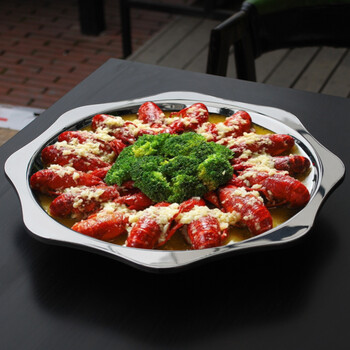 装龙虾的盘子小龙虾盆小龙虾盘子小龙虾餐具创意龙虾盆不锈钢 32#龙虾