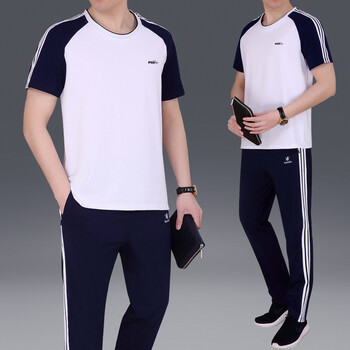 中老年运动套装男夏季短袖爸爸装运动装中年运动服套装男夏运动衣