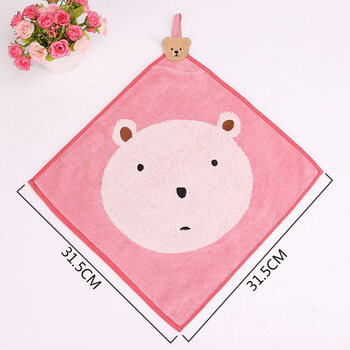 厨房挂式擦手巾棉质儿童卡通可爱方巾毛巾加厚 吸水洗碗抹布 大脸熊