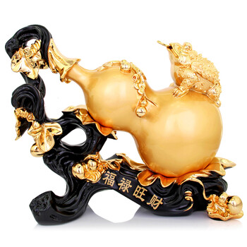 越泽金蟾蜍福禄保平安葫芦摆件工艺品 创意开业礼品生日祝寿送礼