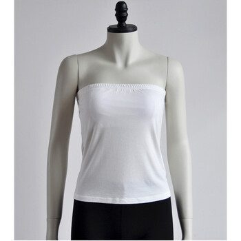无肩带抹胸 防走光吊带背心 免穿文胸打底内衣 带胸垫大码裹胸 白色