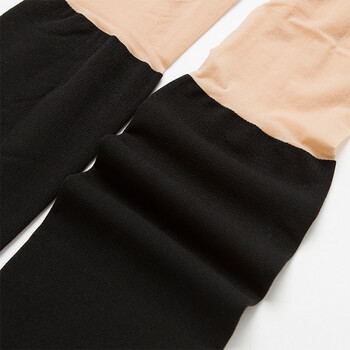 秋冬季680d天鹅绒拼接假大腿显瘦美腿袜过膝连裤袜女打底袜子 黑色