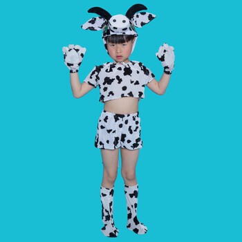 儿童演出服奶牛动物表演服牛奶歌牧场小乖乖幼儿奶牛表演服 奶牛裤装
