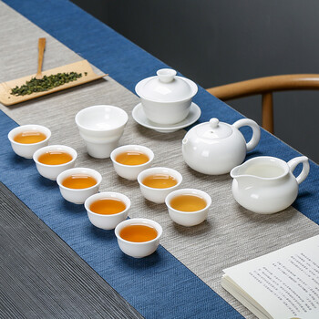 融俊 德化玉瓷白瓷茶具套装功夫茶具整套陶瓷茶壶茶海茶杯套装家用
