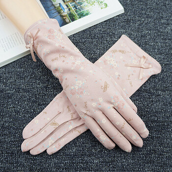 防紫外线开车防晒防滑手套 夏季新款女士防晒手套中长款薄 164-28粉色