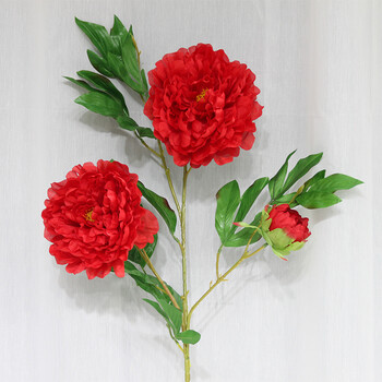 Wo 仿真花假花3头牡丹花客厅落地花套装装饰花绢花花艺套装现代简约红色牡丹 图片价格品牌报价 京东