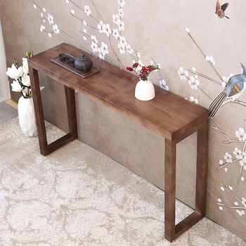 简约美式条案现代玄关桌供桌新中式客厅条几边桌背几实木条案 140-30