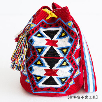 wayuu包 手工瓦尤包蕾丝线diy钩针编织棉线毛线 【红蓝盾牌6#】材料包