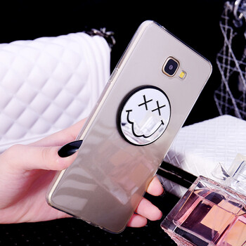手机壳sma9000保护套sm-a9000水钻硅胶软镜面外壳女 透明酷炫银xx笑脸