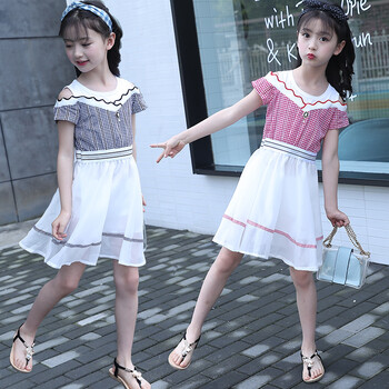 露肩女童夏装连衣裙2018新款中大童12岁小学生15儿童女孩夏季裙子