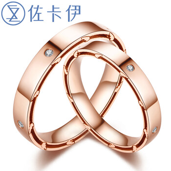 佐卡伊 玫瑰18k金钻石戒指结婚情侣对戒 对戒【图片 价格 品牌 报价】