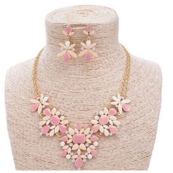 个性性感舞蹈装服装饰品欧美原单饰品 时尚太阳花项链耳环套装精美