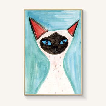 闹米 猫咪装饰画现代简约儿童房床头画卡通卧室创意挂画壁画sn9760 1