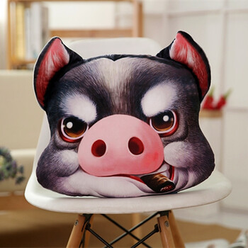3d仿真动物抱枕抱枕被 时尚印花多功能抱枕被子两用靠垫 抽烟猪 合起