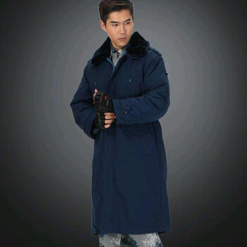 空军士兵常服大衣加厚长款棉大衣男女可拆卸寒区军官棉衣 藏蓝常服