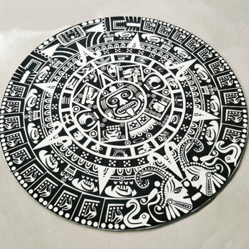 北欧衣帽间黑白拍照圆形地毯客厅卧室书房电脑椅垫吊篮垫 白色 图腾