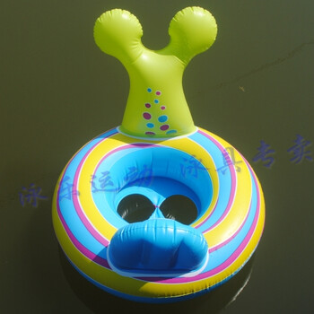 婴儿充气座式浮圈儿童游泳圈 加厚男女宝宝水上浮船送打气筒 蜗牛坐圈
