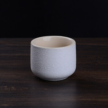 特制烈酒杯套装一口杯黄酒杯小酒盅仿古陶瓷杯 圆形小酒杯【粗陶白】