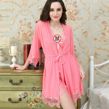 俞兆林三件套性感诱惑吊带裙蕾丝女士套装连体 女骚低胸露乳制服透视