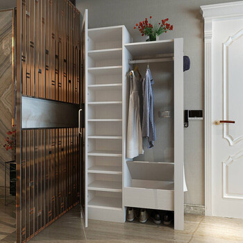 挂衣架衣帽玄关衣帽柜带镜子进门换鞋收纳储物镂空客厅实木落地旋转