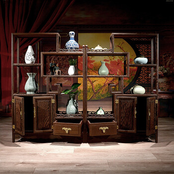 中式多宝阁明清仿古隔断装饰柜置物架收纳柜子 一对 1-1.2米