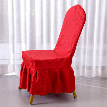 套罩连体田园座椅饭店茶几桌椅酒店长方形餐厅套餐酒店餐桌椅 红色