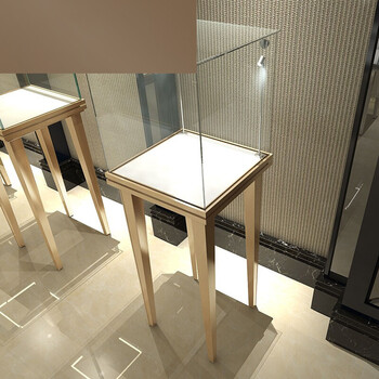 新款钛合金展柜商场展厅珠宝首饰古董玉器陈列柜精品玻璃展示柜 a款