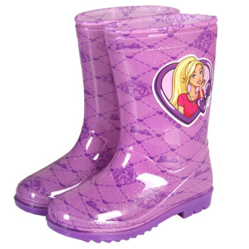 芭比（Barbie）儿童雨鞋女童卡通防滑雨靴小孩胶鞋水鞋 BX-004粉紫色 31码